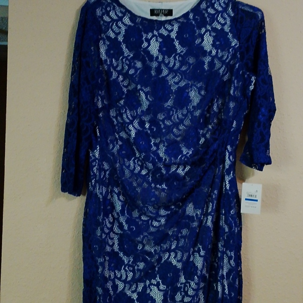 Kasper Cobalt Blue Lace Blouse